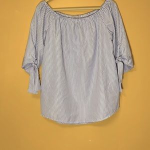 Striped, curved hem tunic